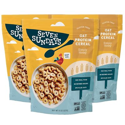 Simply Honey Oat Protein Cereal Pack of 3 Gluten Free 8 Ounce Breakfast Cereal