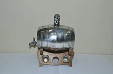 VINTAGE SILVER PLATED WINE BARREL w/ Two Cups