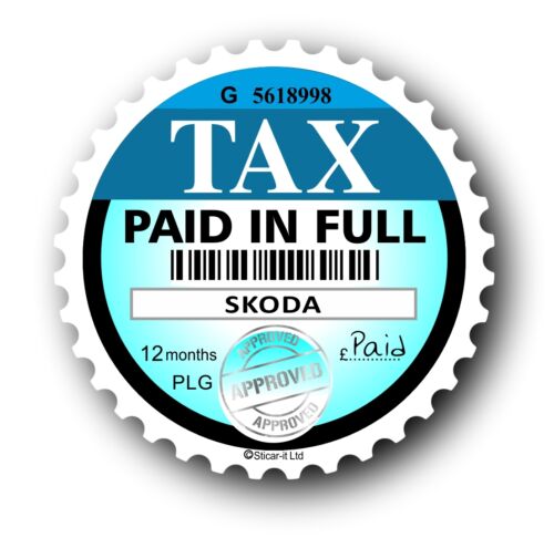 Neuheit Spaß Steuerscheibe Ersatz Straßenfonds Lizenz Autoaufkleber für jeden Skoda - Bild 1 von 1