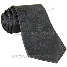 New Vesuvio Napoli polyester Men's necktie paisley wedding formal prom Dark Gray