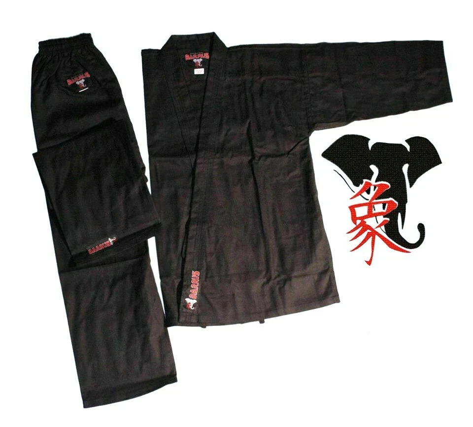 BARRUS UNIFORME KARATE KARATEGI STUDENT NERO KIMONO JUJUTSU KUNG FU GI SUIT UNIFORM