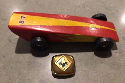 Vintage 1960s? Handcrafted Weighted Pinewood Derby Boy Scout Car With bonus Gift