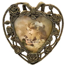 Blaire Shoppe Heart/Roses/Valentine's Day/Love Silver Metal 2" x 3" Mini Frame