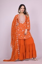 New Wedding Wear Fox Georgette Silk Kurta Palazzo With Dupatta For Women Girls
