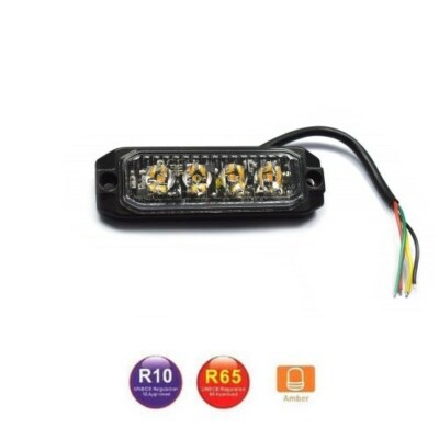 Lampada Luce Ece R65 Compatta 4 Led Ambra Lampeggiante Recupero Strobo - Foto 2