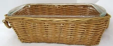 Jeannette Glasbake Ovenware 1 1/4 QT Wickerware Deep Loaf Pan Dish Vintage
