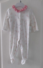 Matalan 0-3 Months Baby Girls White Floral Babygrow Frilled Cotton Sleepsuit