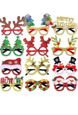 Max Fun 12Pcs Christmas Glasses Glitter Holiday Party Glasses Frames Christmas D