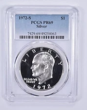 1972-S Eisenhower Dollar Silver PR69 PCGS Blue Label