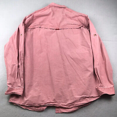 LL Bean Shirt Men XLT Pink Cotton Button Up Long Roll Tab Sleeves Breast  Pockets