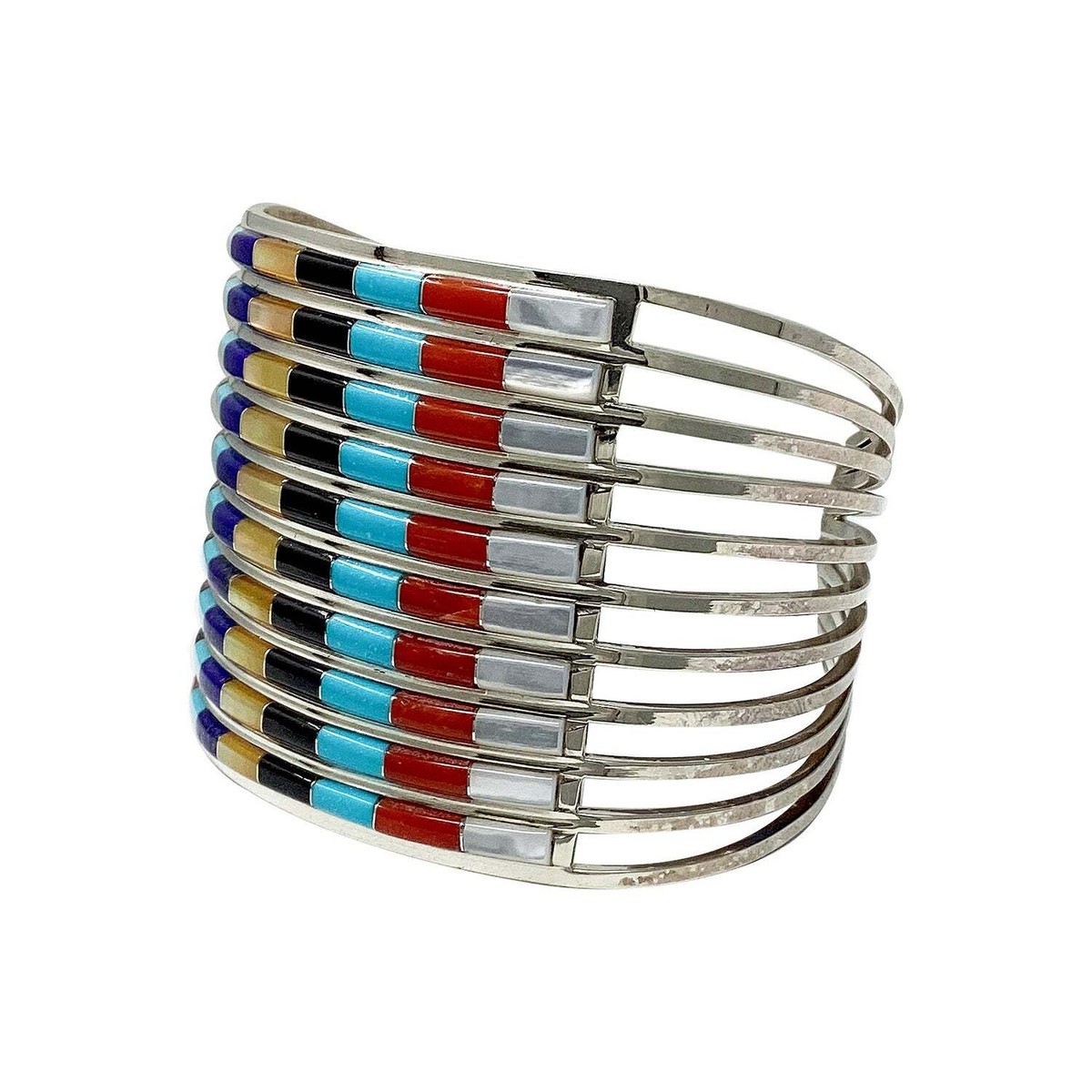 Anson and Leticia Wallace, Raised Inlay Bracelet, Multi-Stone 