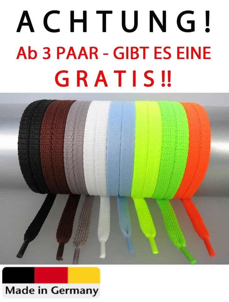 Schnürsenkel 70-200 Flachsenkel Schwarz Weiß Senkel Sneaker Neon Polyester NEU - Bild 3 von 3