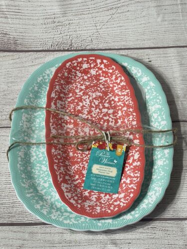 Pioneer Woman Country Splatter Melamine Oval Platter Set-2 Piece Set-NEW - Picture 1 of 3