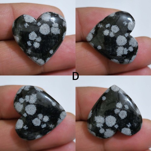 Ultimate Snowflake Obsidian Heart Shape Cabochon Loose Gemstone Making Jewelry - Picture 5 of 13