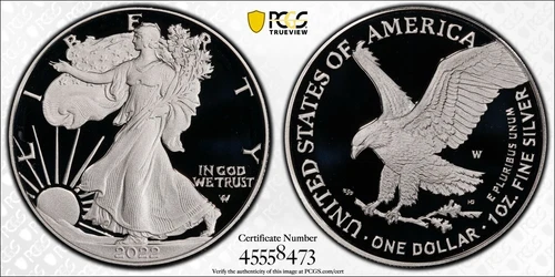 2022-W $1 Proof Silver Eagle PCGS PR69 DCAM Gold Shield Blue Label First Strike