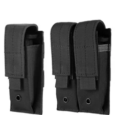 9mm Pistol Magazine Pouch Tactical Single/Double Molle Belt Flashlight Holder