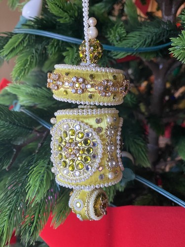 June Zimonick Light Green Brilliant 3 Tier Ornament Crystals Metal Accent - Picture 4 of 12