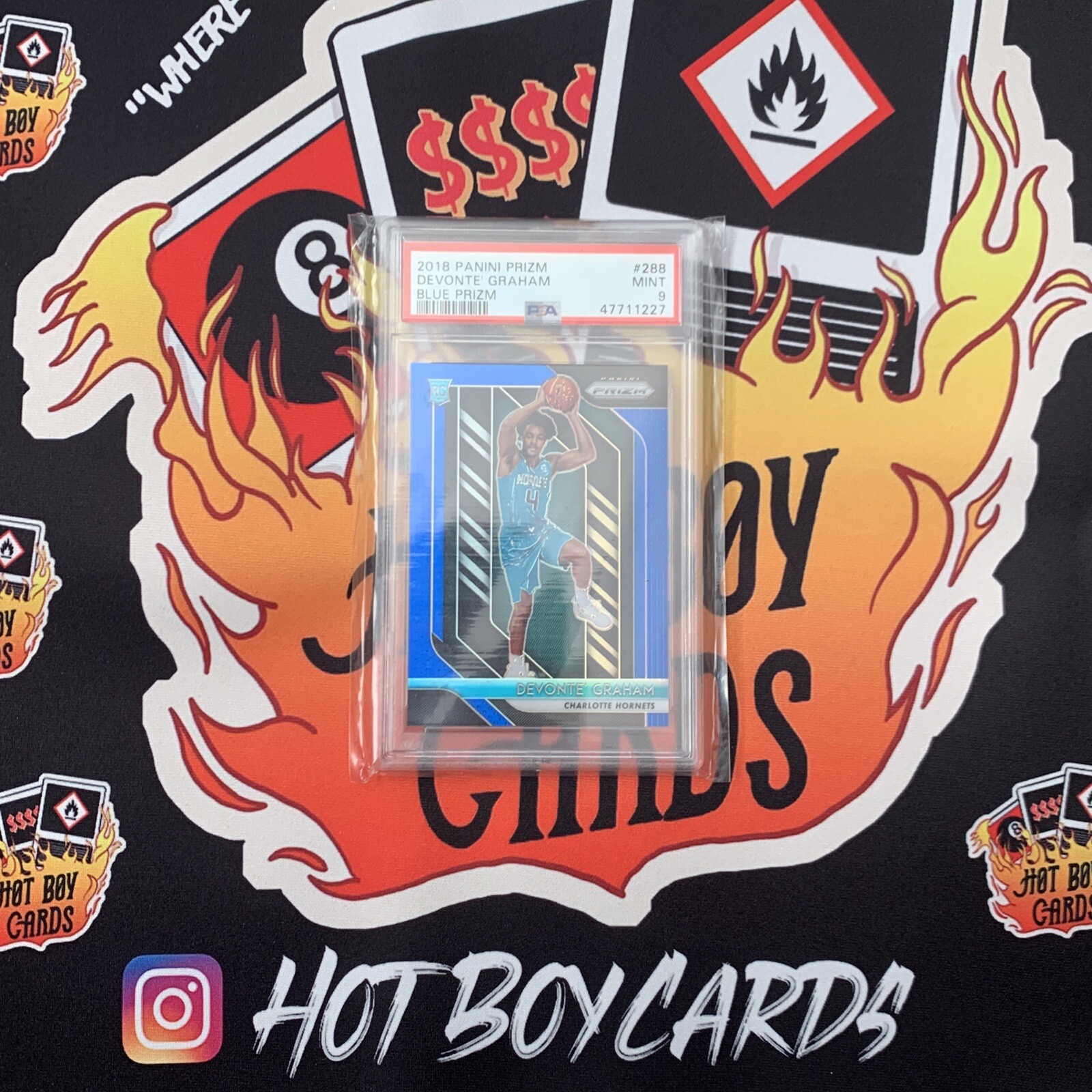2018 Panini Prizm Blue #288 Devonte Graham RC 12/199 PSA 10