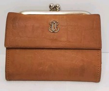 Vintage Buxton Tan Leather Kisslock Coin Wallet Small Change Purse