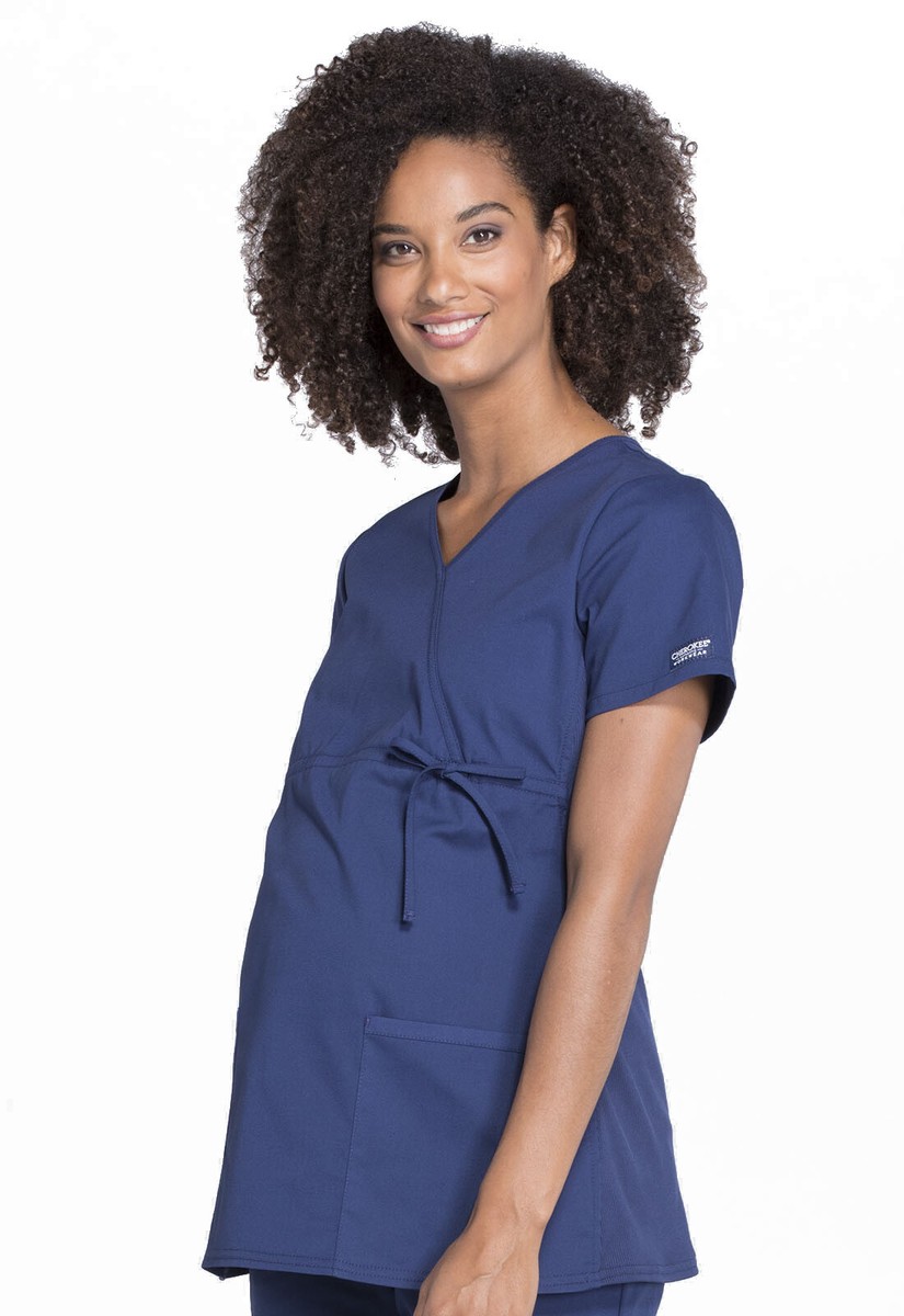 Navy Cherokee Scrubs Workwear Professionals Maternity Mock Wrap