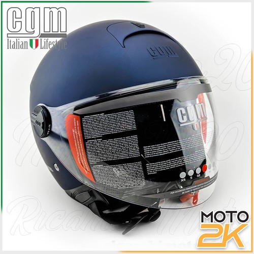 CASCO JET BLU CGM 107A MODELLO FLORENCE CON VISIERA LUNGA PER MOTO E  SCOOTER | eBay