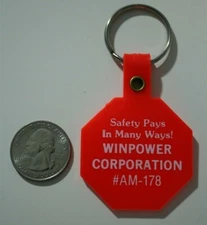 Winpower Corporation Safety Pays Stop Accidents Keychain Key Ring #27881