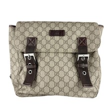 Auth GUCCI GG Supreme Backpack Brown PVC - z8263
