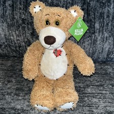 FIRST  MAIN TENDER TEDDY Tan Brown Heart Patch Bear 12  Fuzzy Bean Plush