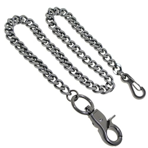 Pocket Watch Chain Albert Chain Gunmetal Black Color Heavy Metal 7 MM Thick - Picture 1 of 6