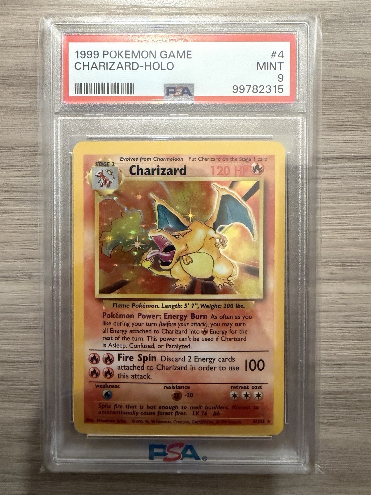 1999 Pokemon Charizard PSA 9 Mint Holo #4 Base Set