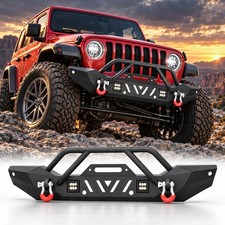 Front Bumper For 2007-2026 Jeep Wrangler Gladiator Jk Jl Jt Wwinch Plate Led