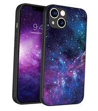  for iPhone 14 Case, Slim Fit Glow in The Dark Hard PC C984-Nebula/Space Design