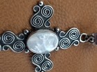 Silver Cross Pendant With Mother of Pearl Made in Mexico  — photo 9
