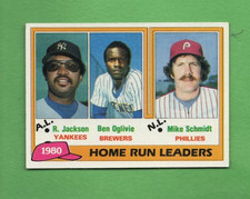 1981 TOPPS Baseball '1980 HOME RUN LEADERS #2  Jackson/Oglivie/Schmidt NM/MT