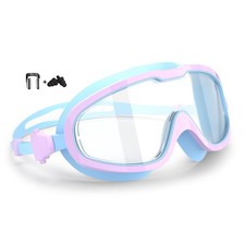 Kids Swim Goggles Set with Nose Clip Ear Plugs, Auto Lock Buckle Anti-Fog, ...