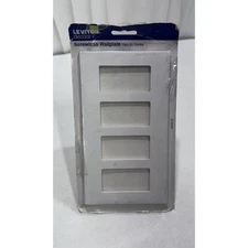 Leviton 80312-W 4-Gang White Decora Plus Snap-On Mount Screwless Wallplate