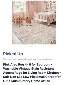 Pink 4x6 Area Rug Kids Vintage, Washable Stain Resistant Non-Slip Low Pile