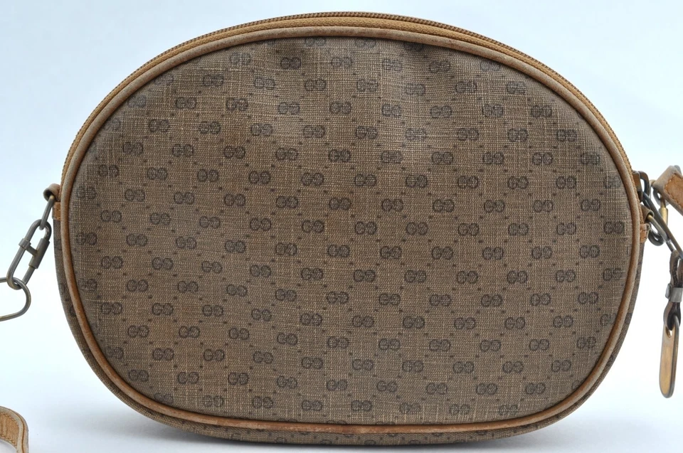 Authentic GUCCI Micro GG Shoulder Cross Body Bag PVC Leather Brown L2604 - Image 3 of 4