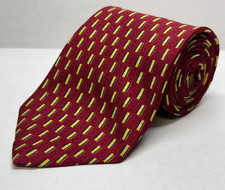YSL Neckwear Red Vintage Neck Tie Handmade Italy Yves Saint Laurent Necktie