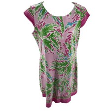 Barbara Erickson Hawaiian Pink Green Blue Sheath Dress Size M