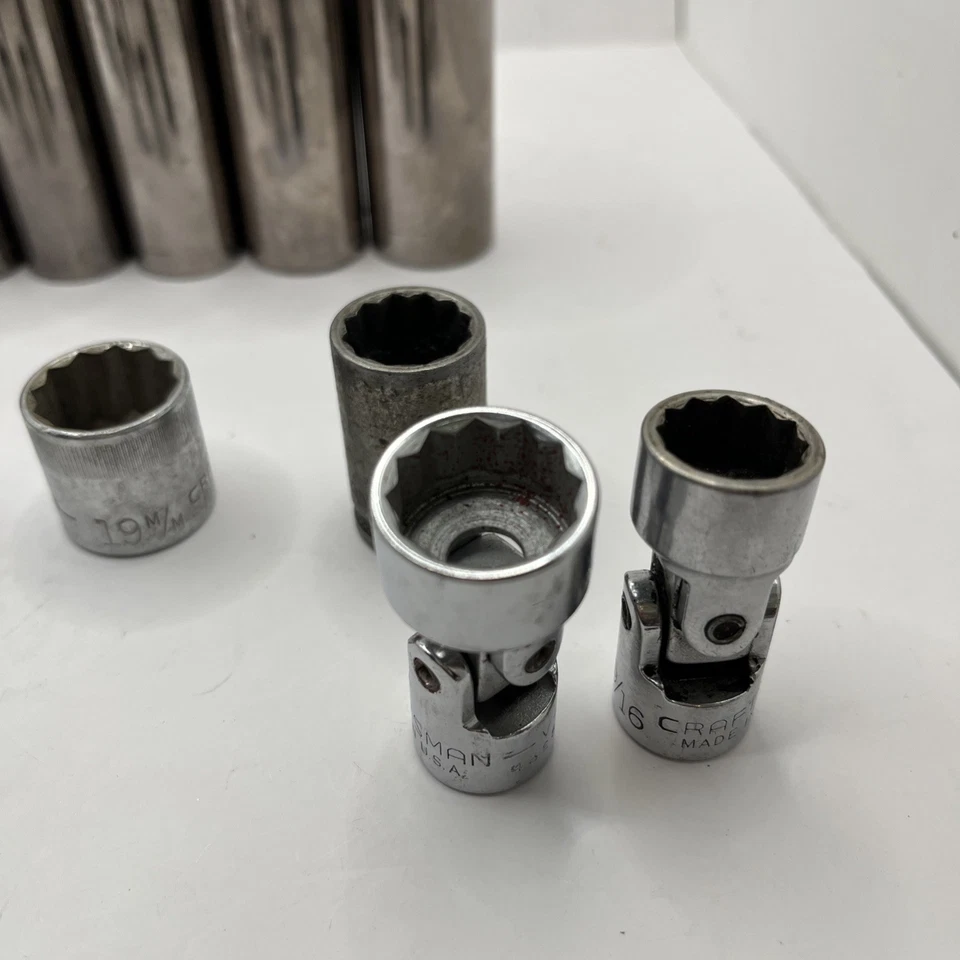 Large Lot 32 Pcs Craftsman Sockets SAE Metric Drive 12 Point V VV BE G2 - Image 4 of 4