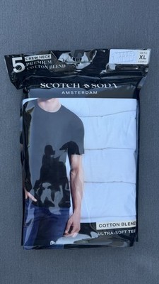 SCOTCH & SODA 5 Stück Herren T-Shirts Weiß  Baumwolle Gr. XL NEU