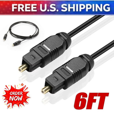 6FT Digital Fiber Optic Audio Cable Cord Optical TosLink for TV DVD AMP USA