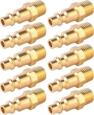 10 PCS Brass 1/4Inch NPT Male Industrial Air Hose Quick Connect Adapter Coupler