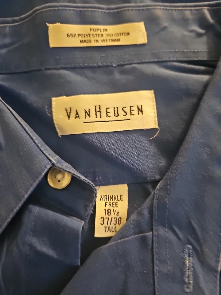 2 Men's Van Heusen BLUE & White 2  Button-Up Shirts Big Fit Men TALL - Image 4 of 4