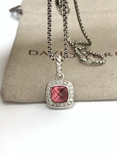 DAVID& YURMAN Albion 7mm With Pink Tourmaline  & Diamond Sterling Silver Pendant