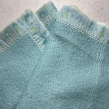 VTG Morgan Curity Baby Blanket Blue Thermal Acrylic Satin Nylon Trim Crib Decor