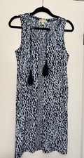 Michael Kors Blue and White Sleeveless Shift Dress Size M Summer Wedding Dress