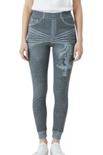 Women's Jean-Like Stretch Leggings Jeggings Soft Lightweight One Size XS-L Gray