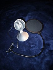 SHURE MV5 Silver USB Digital Stereo Condenser Mic w/Pop Filter Tested Works
